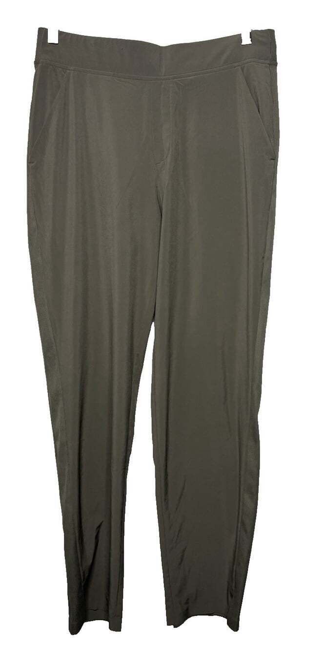 Athleta 10 TALL Brooklyn Ankle Pant Women Olive Green Ribbed Tapered Yoga 198671